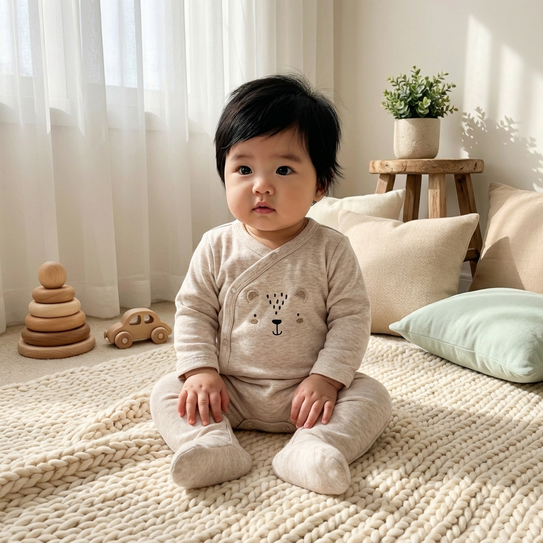 OAT PASTEL QUILTED JERSEY SLEEPSUIT