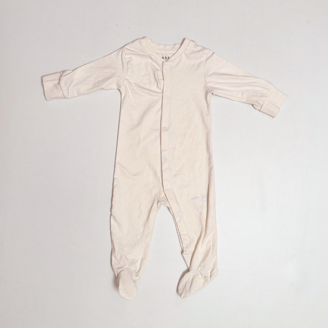 BEIGE BUTTON SLEEPSUIT