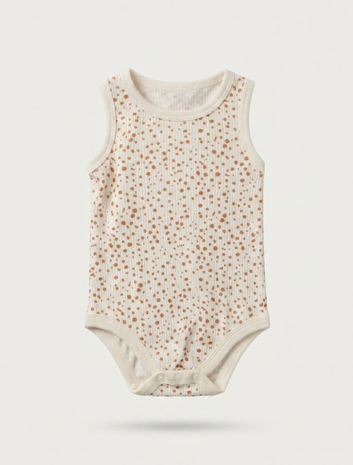 Rust brown dotted ribbed onesie