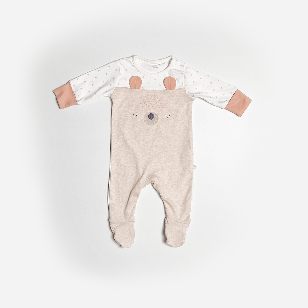 BEIGE TEADDY FACE SLEEPSUIT