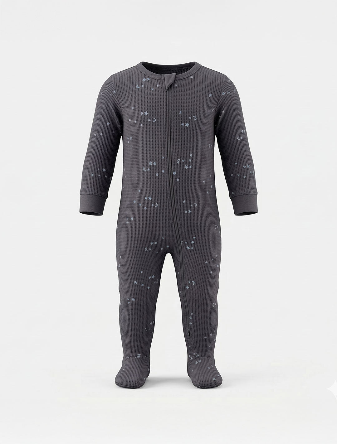 GREY KNITTED STAR ZIPPER SLEEPSUIT