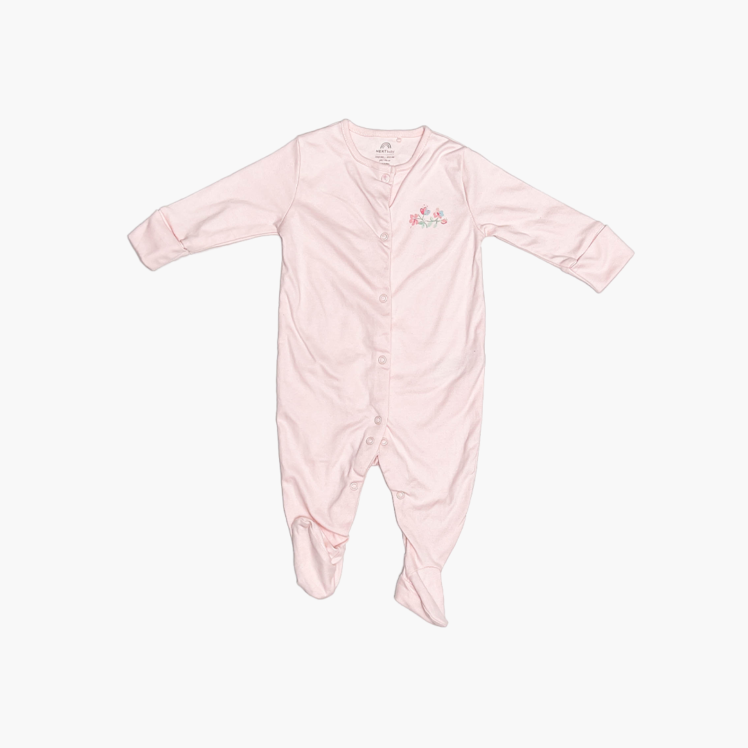 BABY PINK FLORAL SLEEPSUIT