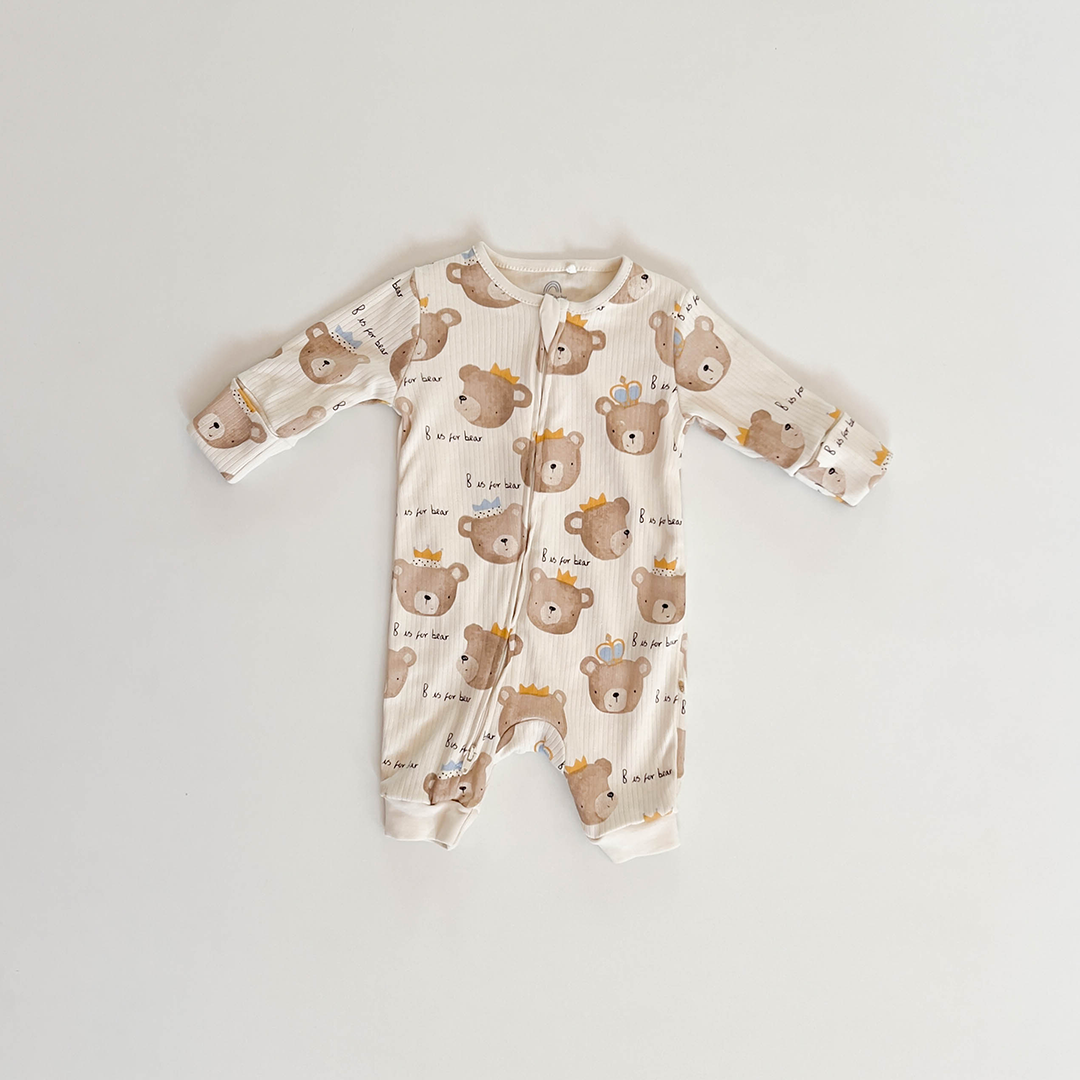 UNISEX TEADDYBEAR RIBBED ROMPER