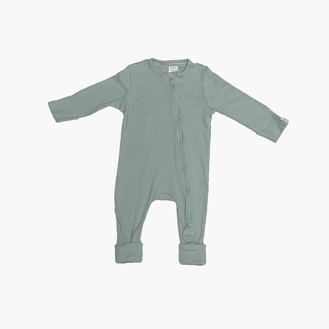 PASTEL GREEN RIBBED ROMPER