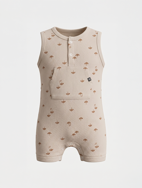 CREAM PRINTED SLEEVELESS JUMPSUIT