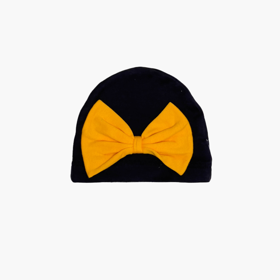 YELLOW BLACK BOW CAP