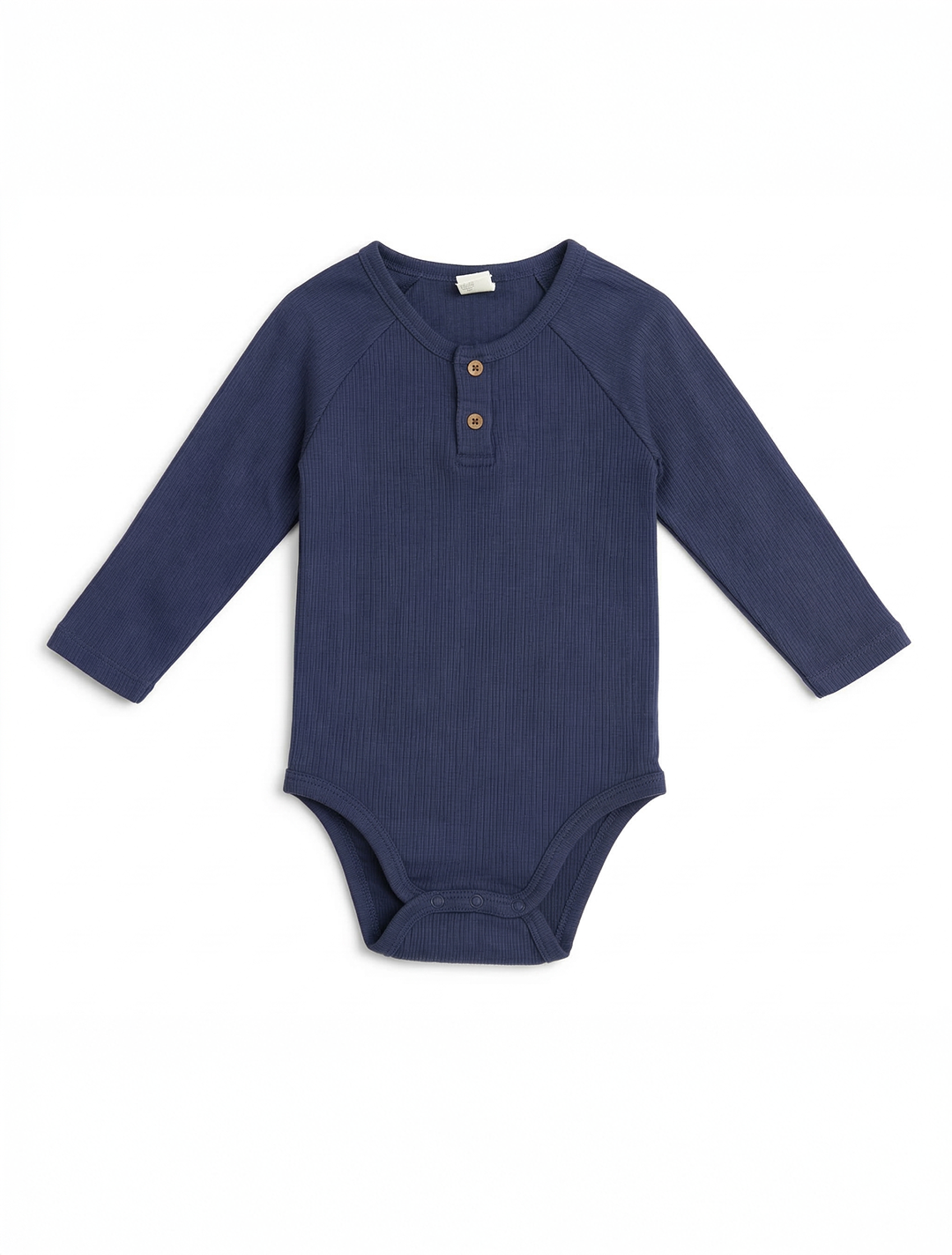 NAVY BLUE RIBBED BUTTON ONESIE