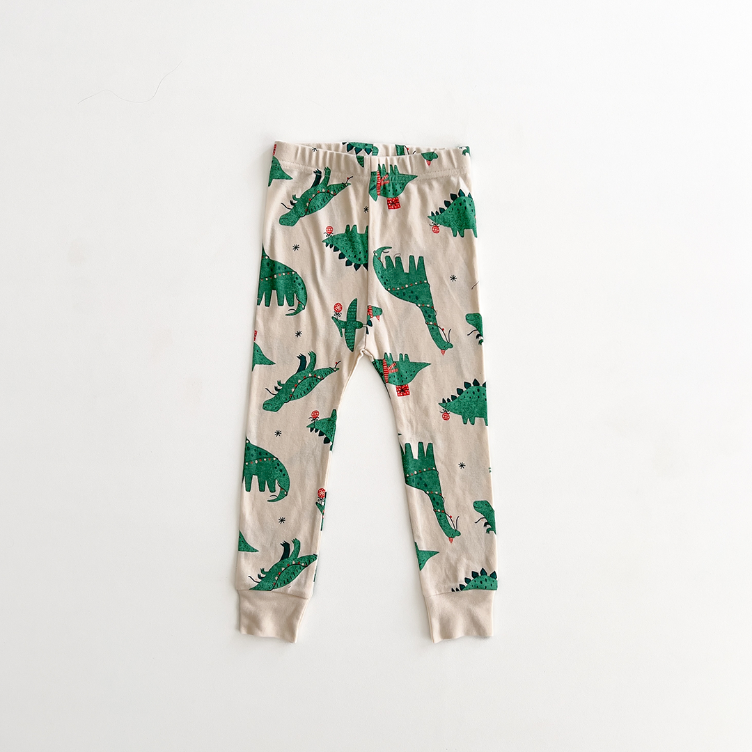 GREEN DINOSAUR PRINTED PANTS