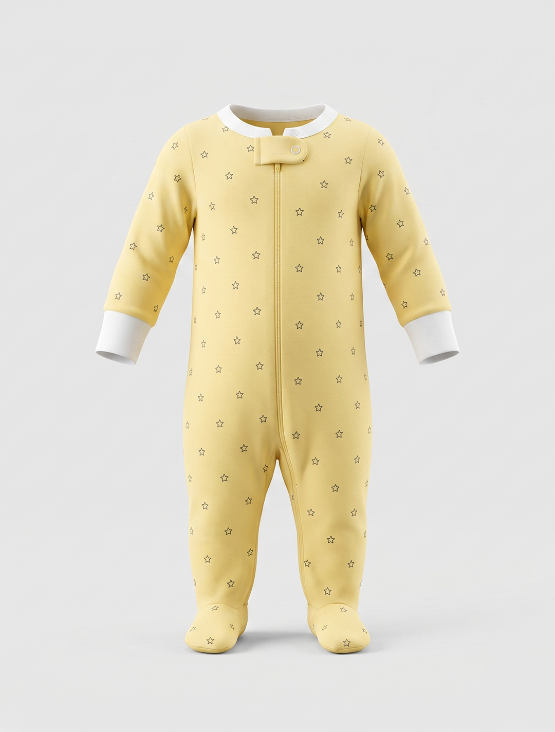 Yellow star zipper sleepsuit