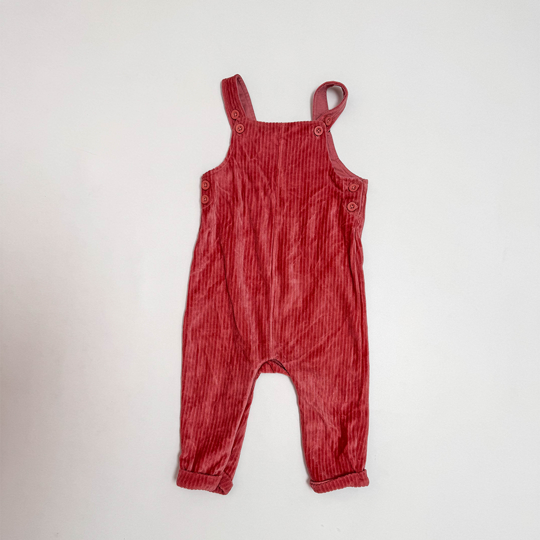 CORAL PINK VELVET DUNGAREE