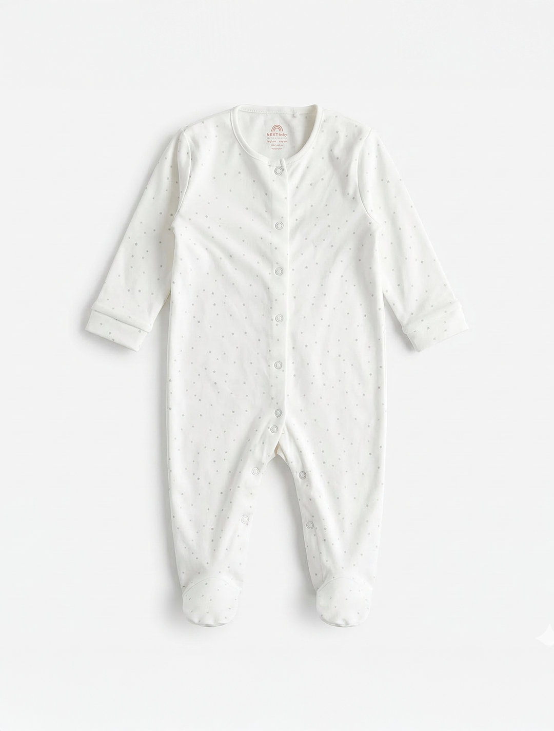 WHITE STAR PATTERNED SLEEPSUIT