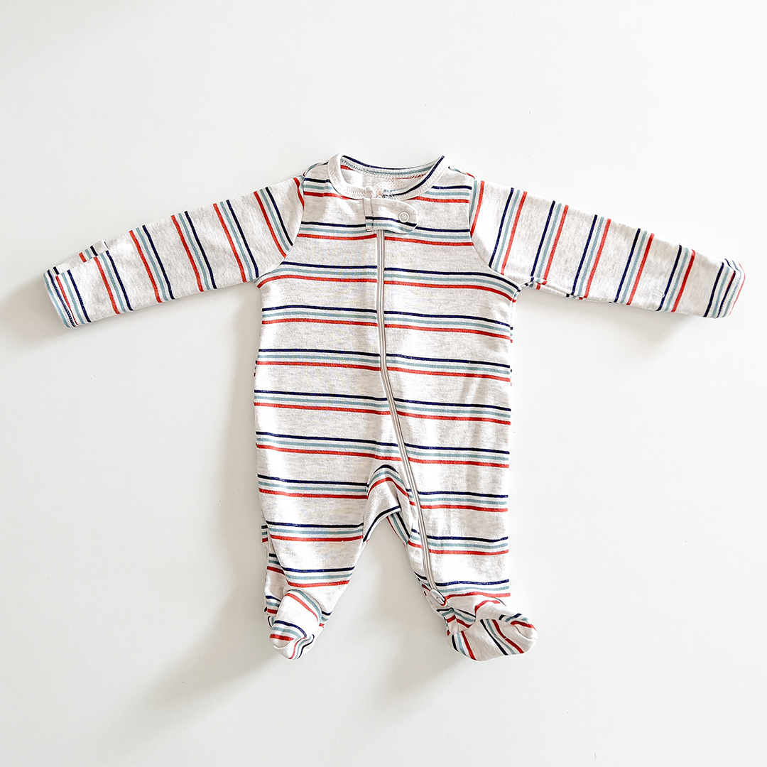 Striped cotton sleepsuit