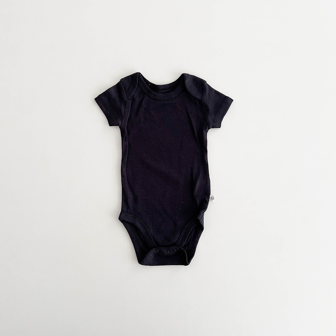 BLACK PLAIN COTTON ONESIE