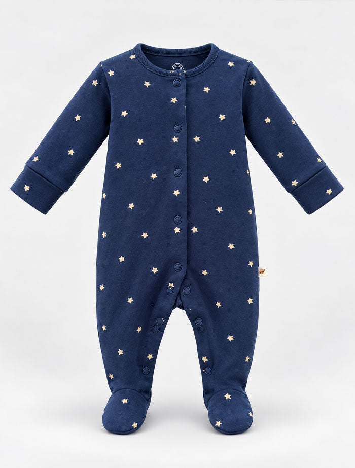 Navy blue star printed sleep suit