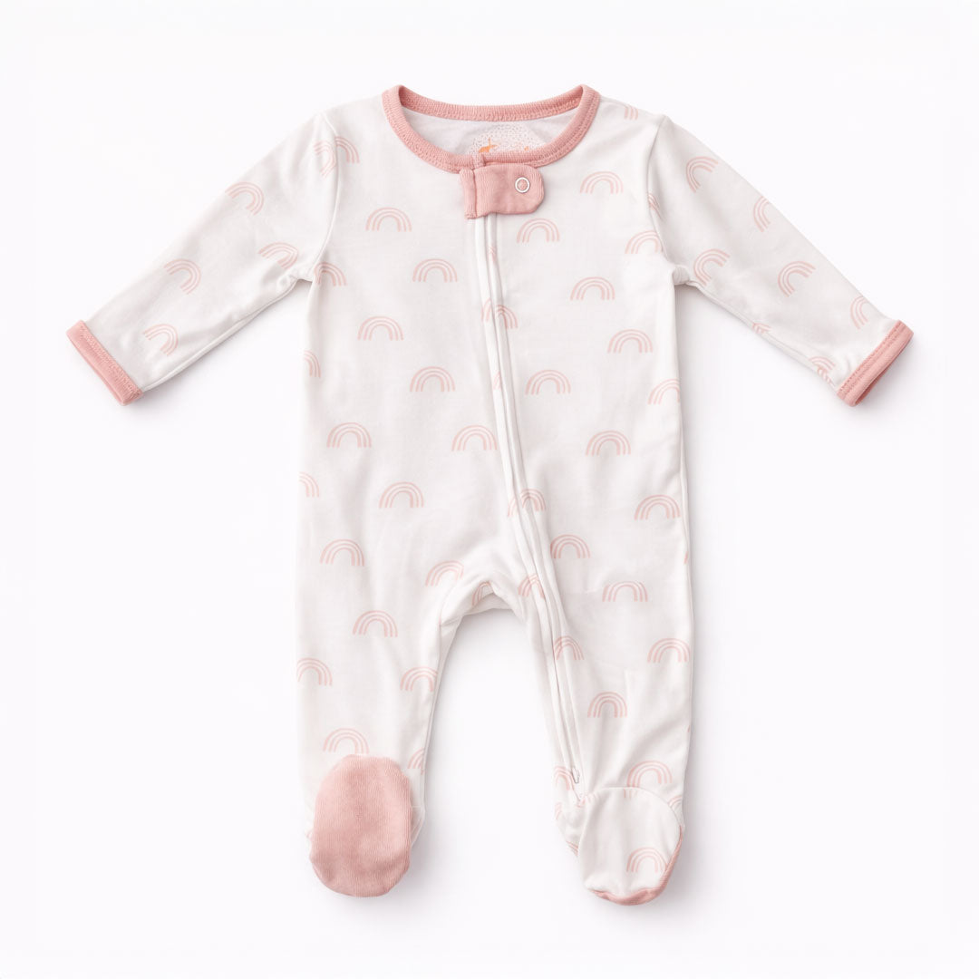 PINK RAINBOW PRINTED SLEEPSUIT