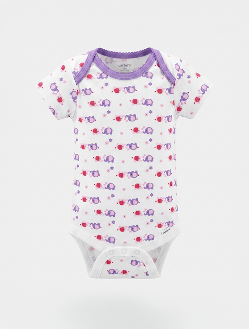 WHITE LAVENDER PRINTED ONESIE