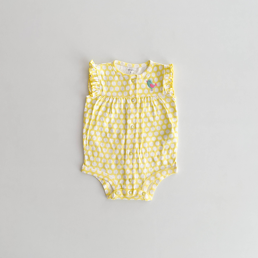 YELLOW POLKA DOTTED FANCY ONESIE