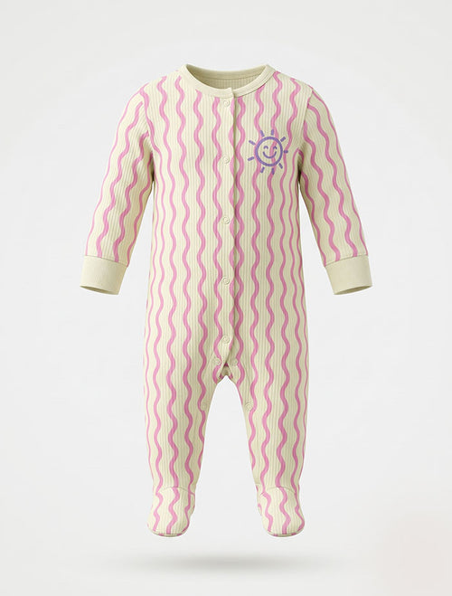 Pistachio ribbed button sleep suit
