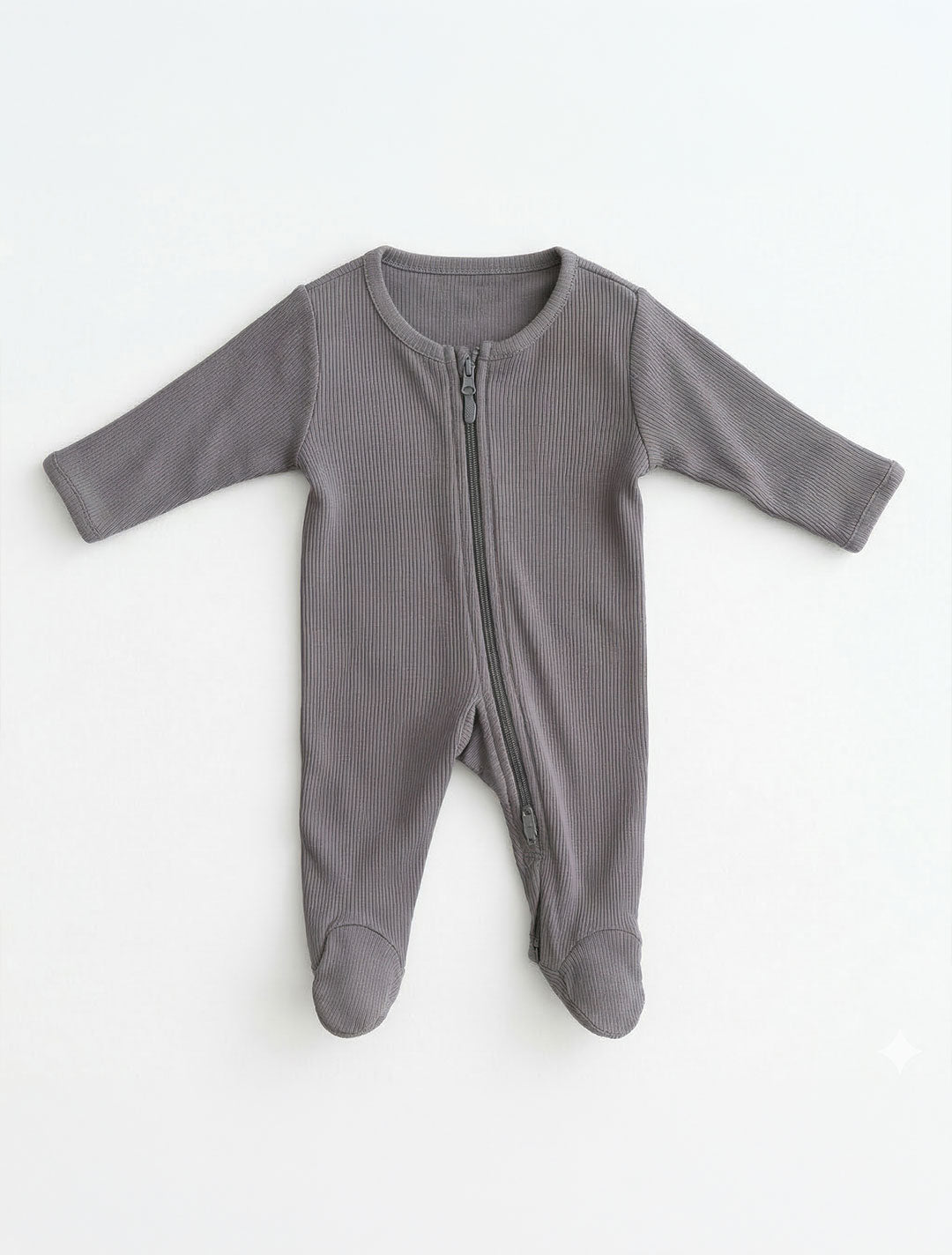 GREY RIBBED SLEEPSUIT