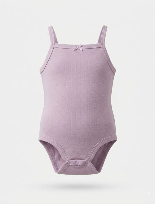 Ribbed Cami Baby Onesie – Lilac with Bow Detail