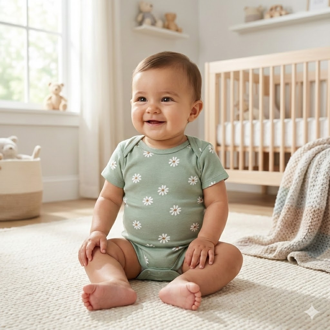 SAGE GREEN FLORAL ONESIE