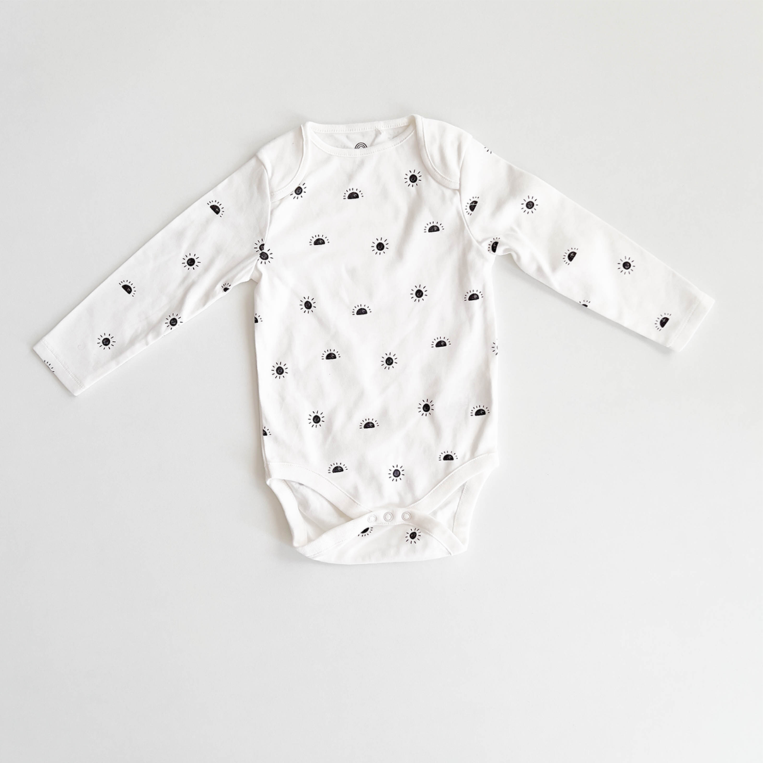 BLACK SUN PRINTED ONESIE