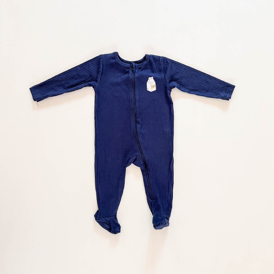 NAVY BLUE RIBBED SLEEPSUIT