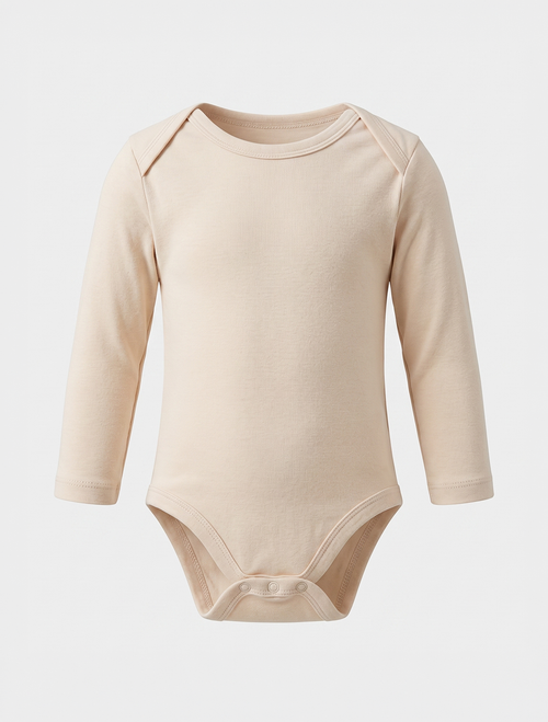 BEIGE PLAIN FULLSLEEVE ONESIE