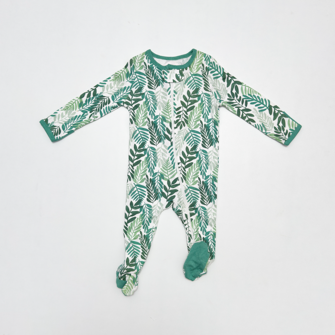 GREEN TROPICAL PRINTED SLEEPSUIT