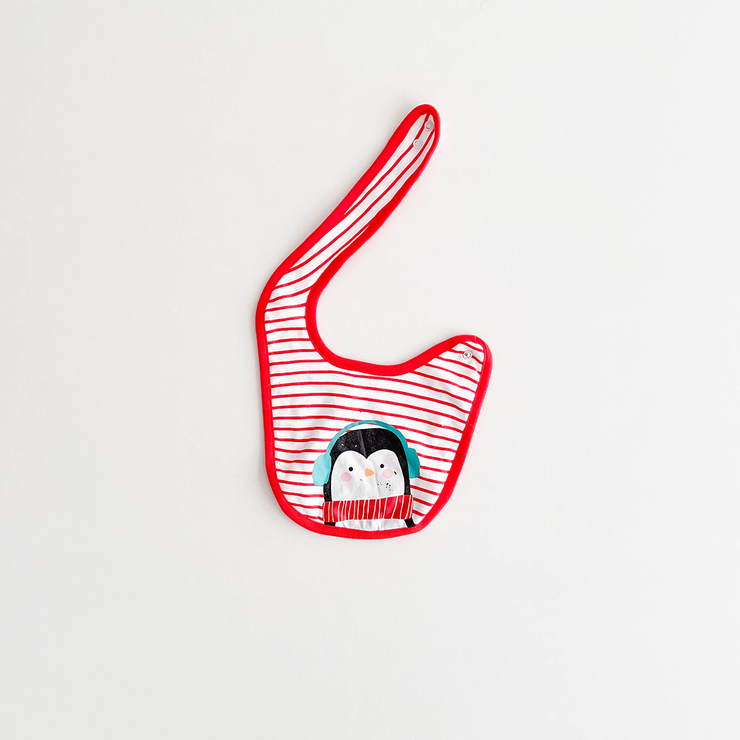 PENGUIN PRINT STRIPED BIB