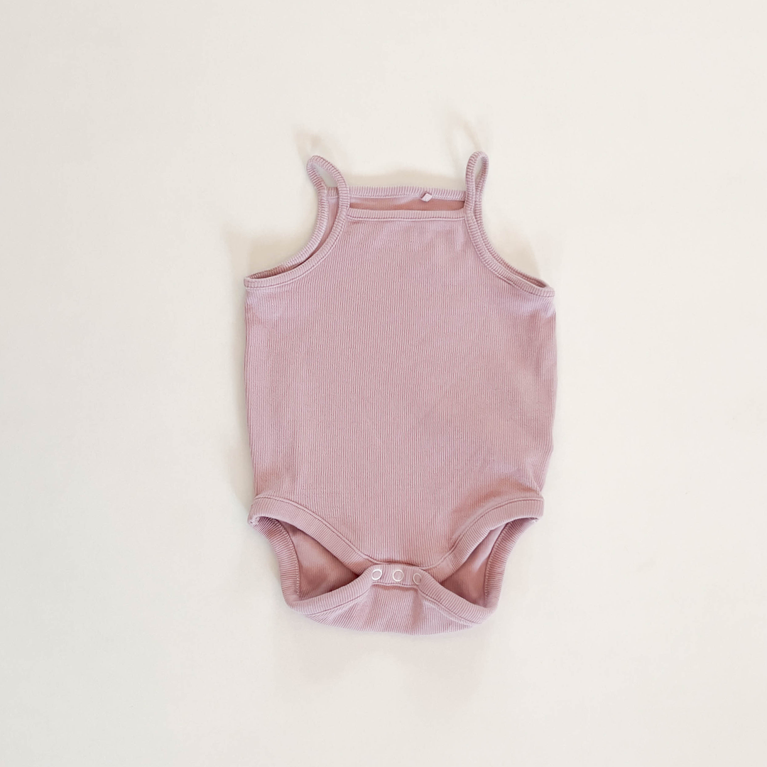 DUSTY LAVENDER RIBBED ONESIE