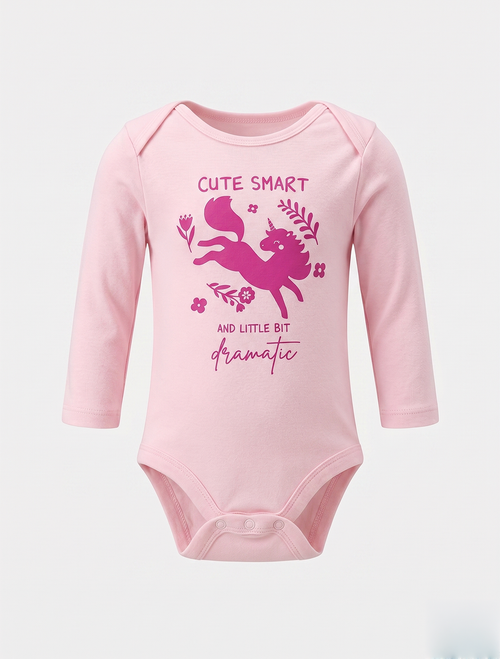 POWDER PINK PRINTED ONESIE