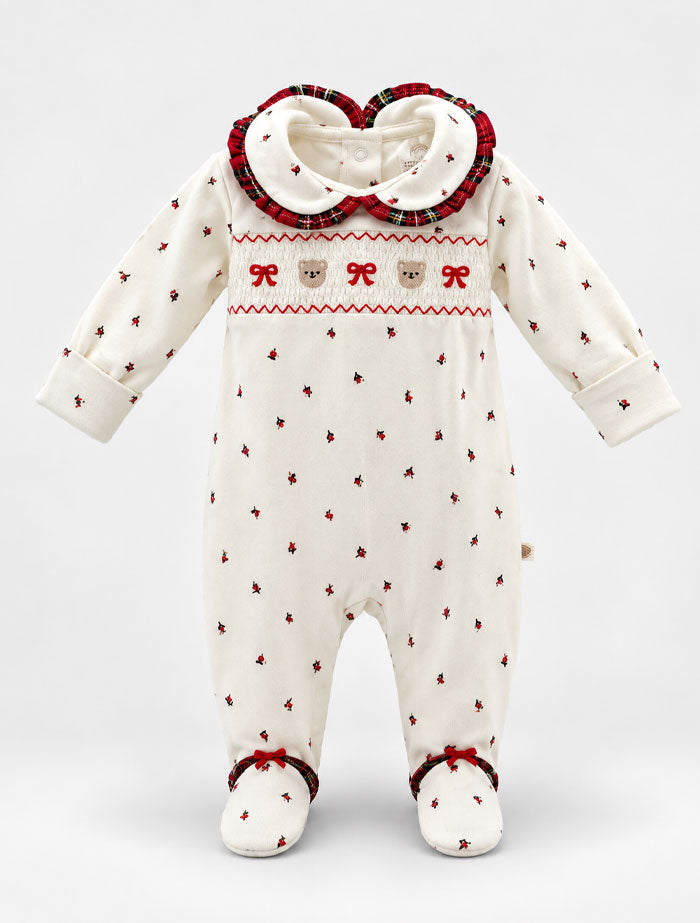 Off white red ribbon sleepsuit