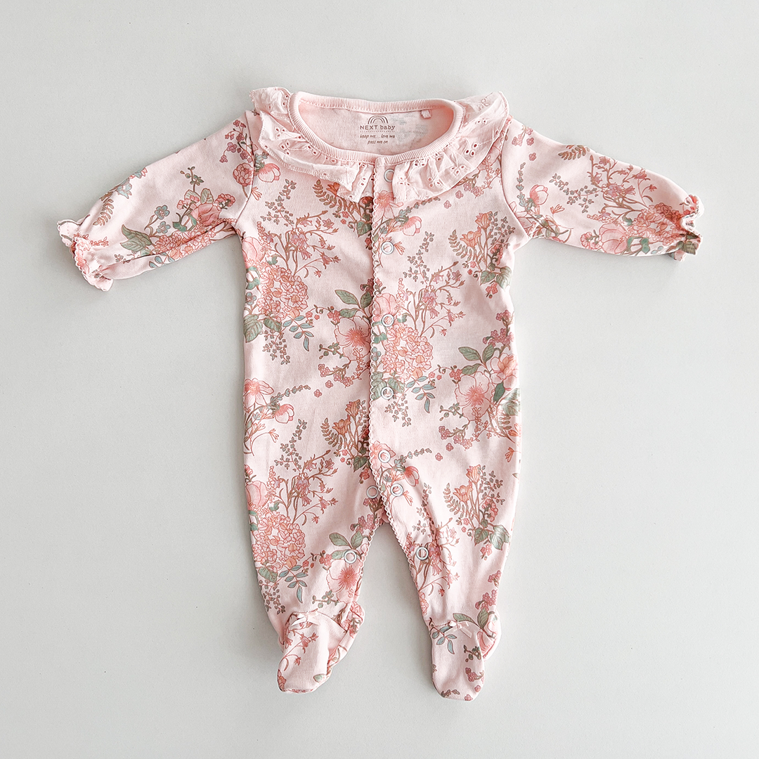 BABY PINK FLORAL SLEEPSUIT