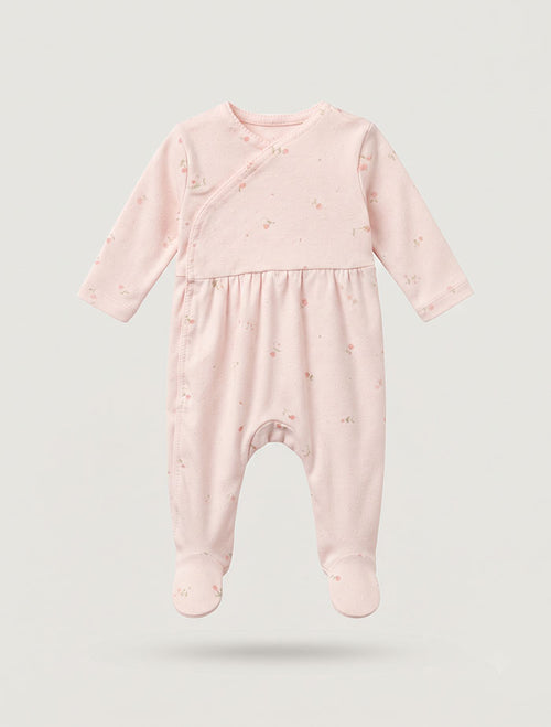 Pink floral pointelle wrap over sleep suit
