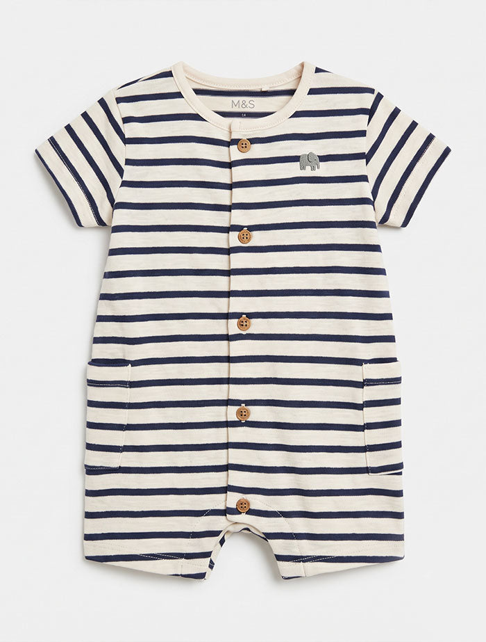 Blue stripes knitted jumpsuit