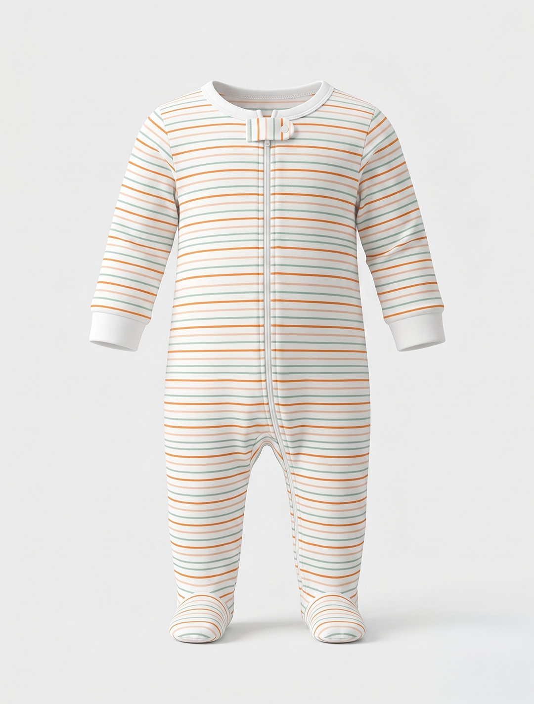 Multicolour striped zipper sleepsuit