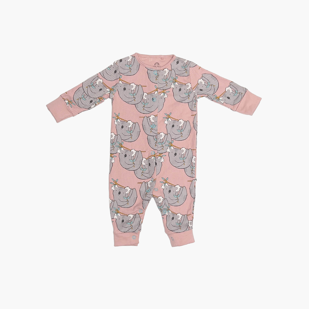 SLOTH PRINTED RIBBED ROMPER
