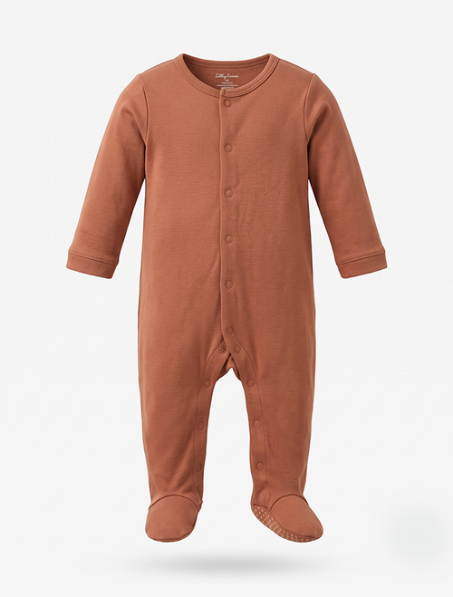 Brown button unisex sleepsuit