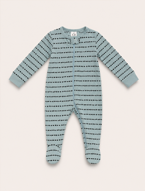 Blue patterned zipper sleepsuit