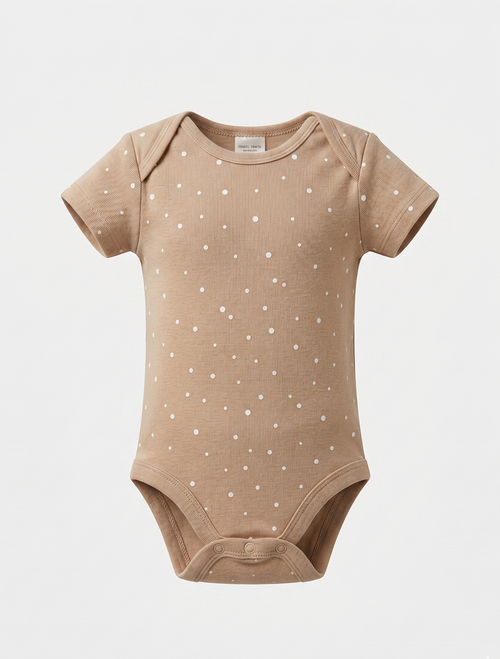 DARK BEIGE DOTTED ONESIE