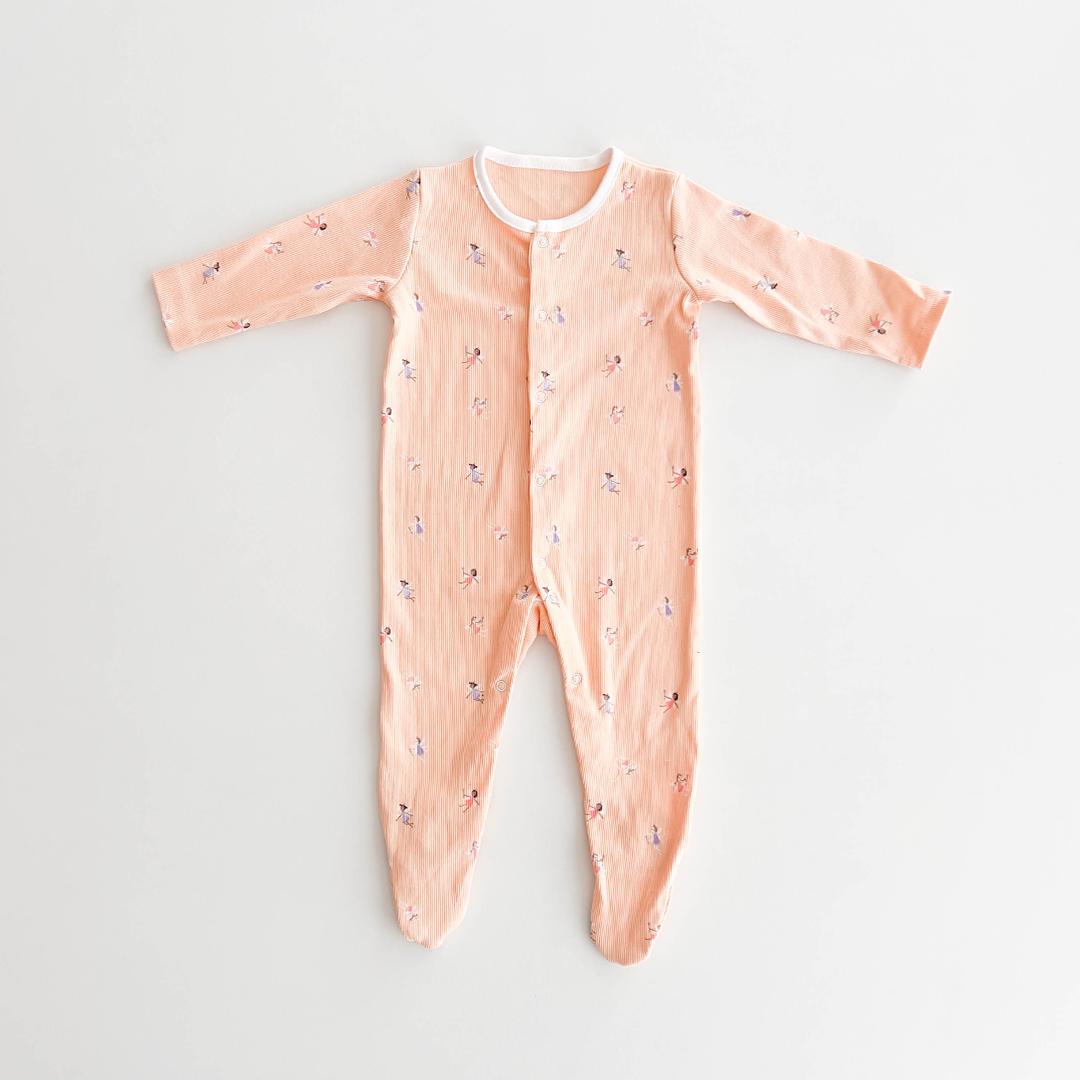 PASTEL ORANGE RIBBED SLEEPSUIT