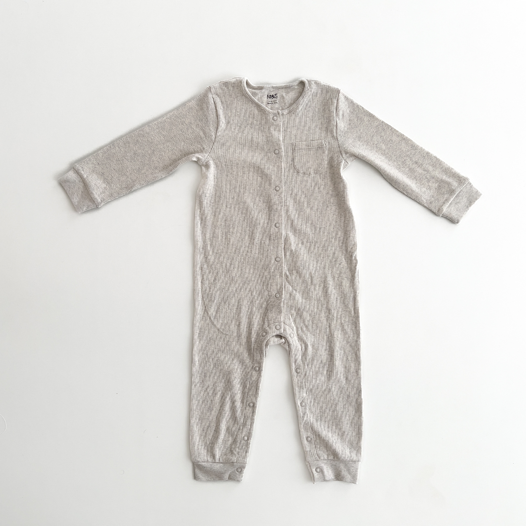 M&S LIGHT GREY RIBBED ROMPER