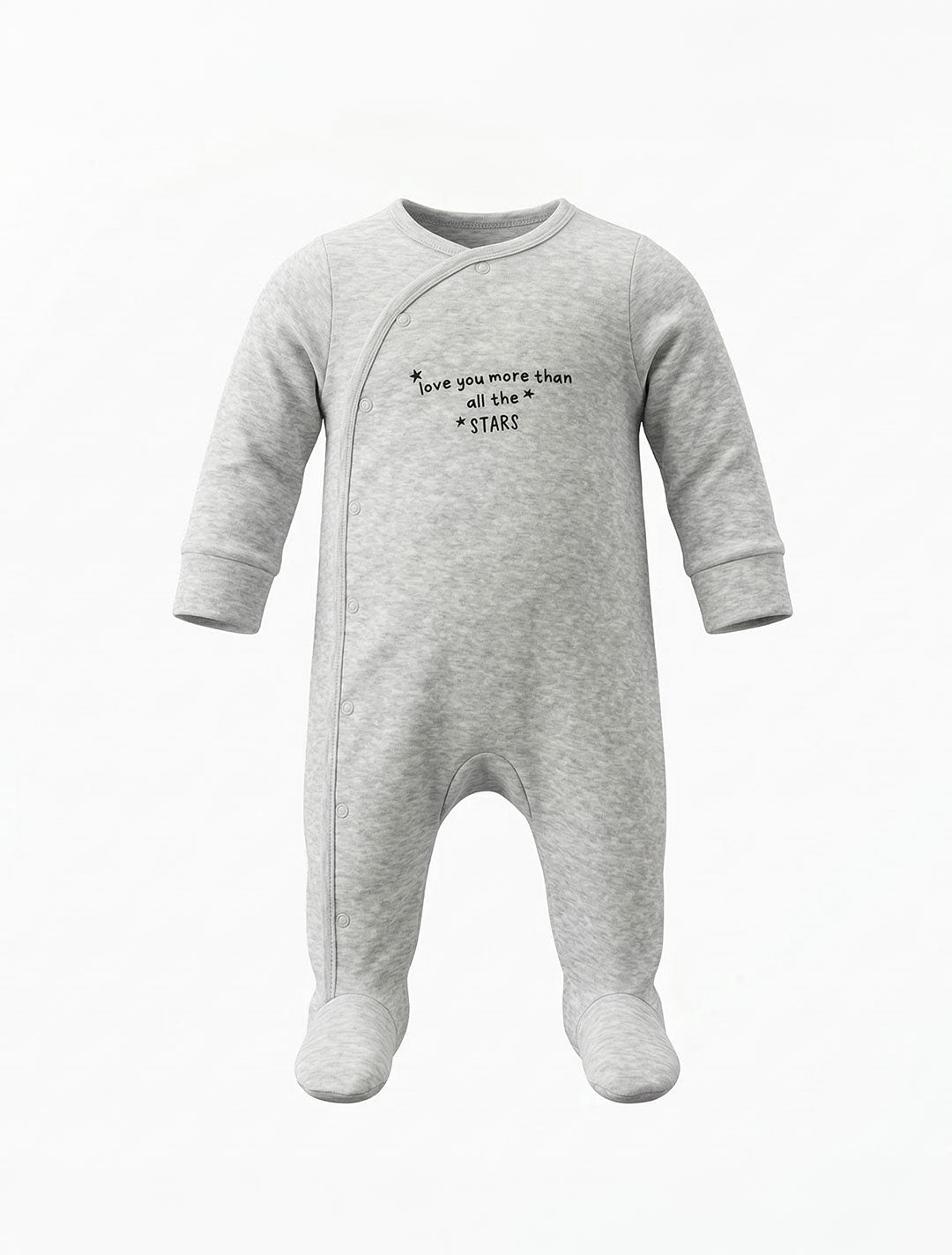 GREY VELVET BUTTON SLEEPSUIT