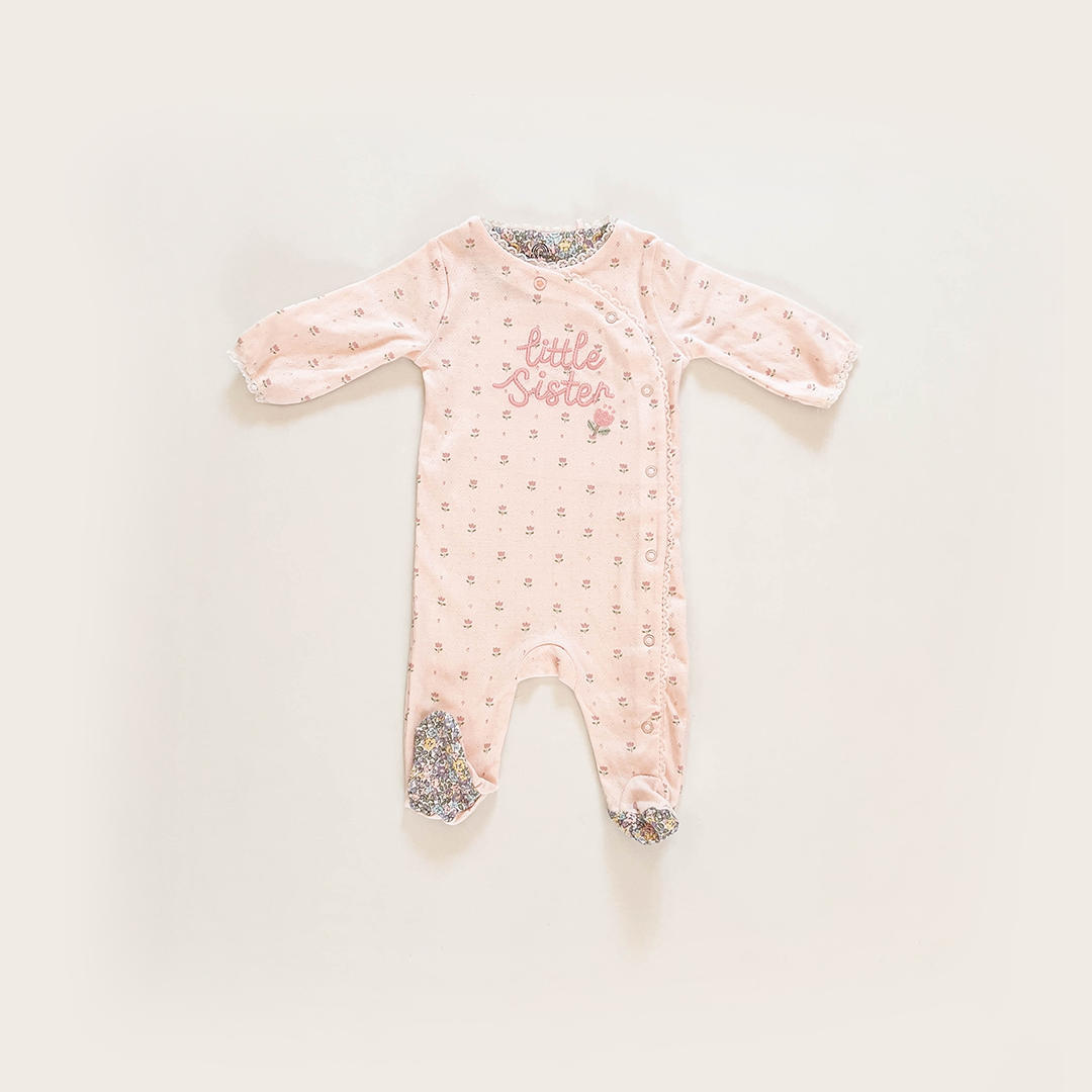 PREMIUM PINK FLORAL LACE SLEEPSUIT