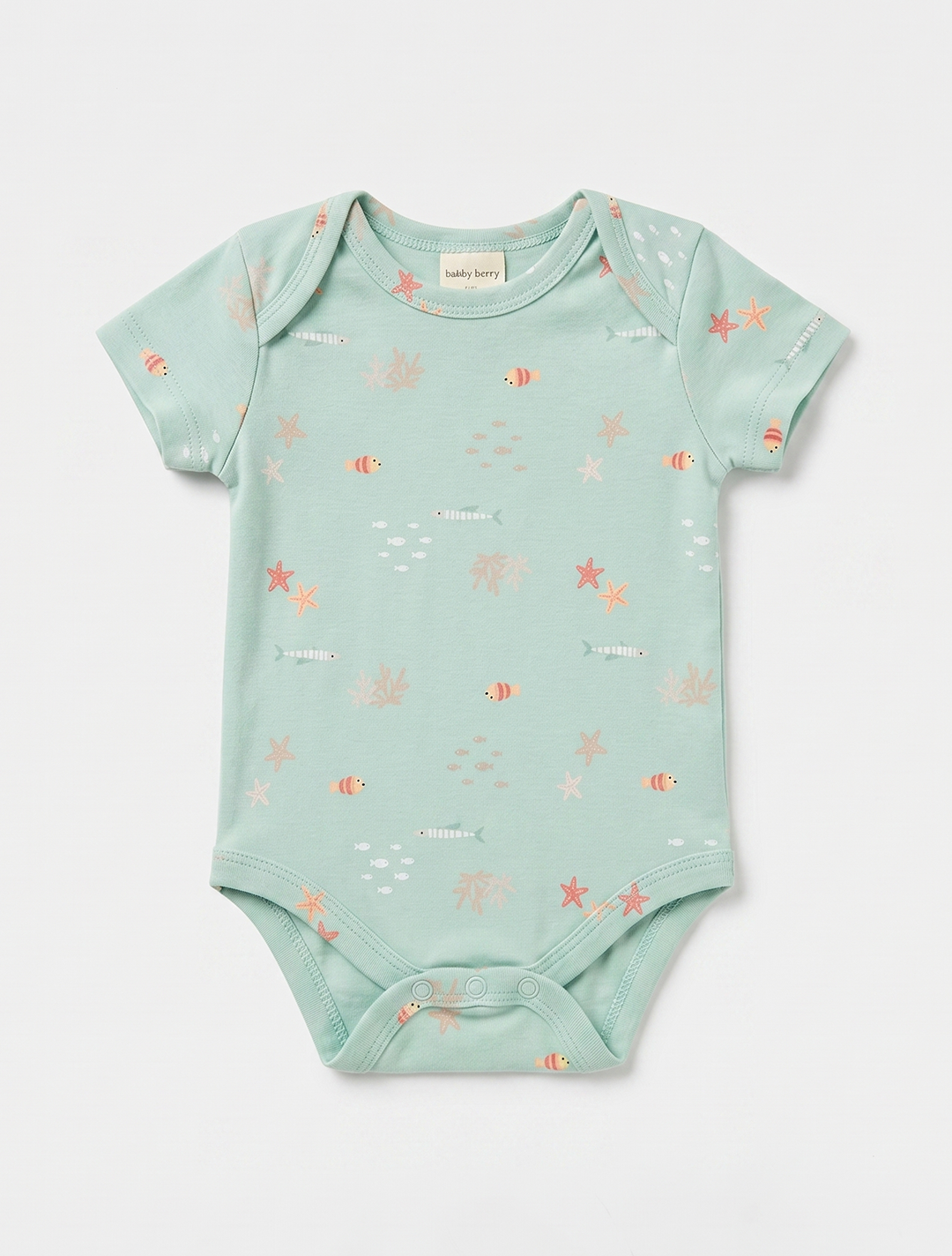 MINT GREEN OCEANS PRINTED ONESIE