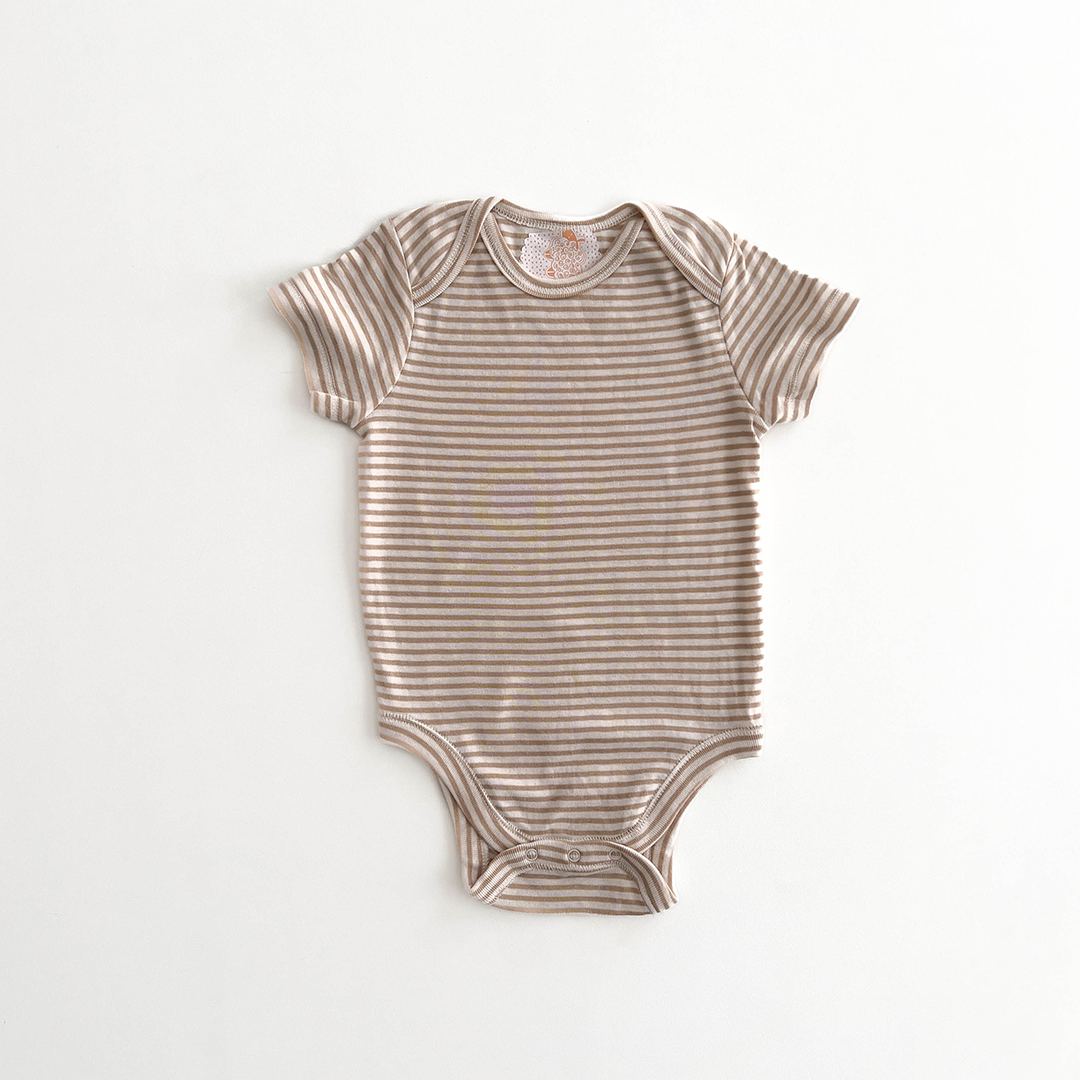 BEIGE STRIPES COTTON ONESIE