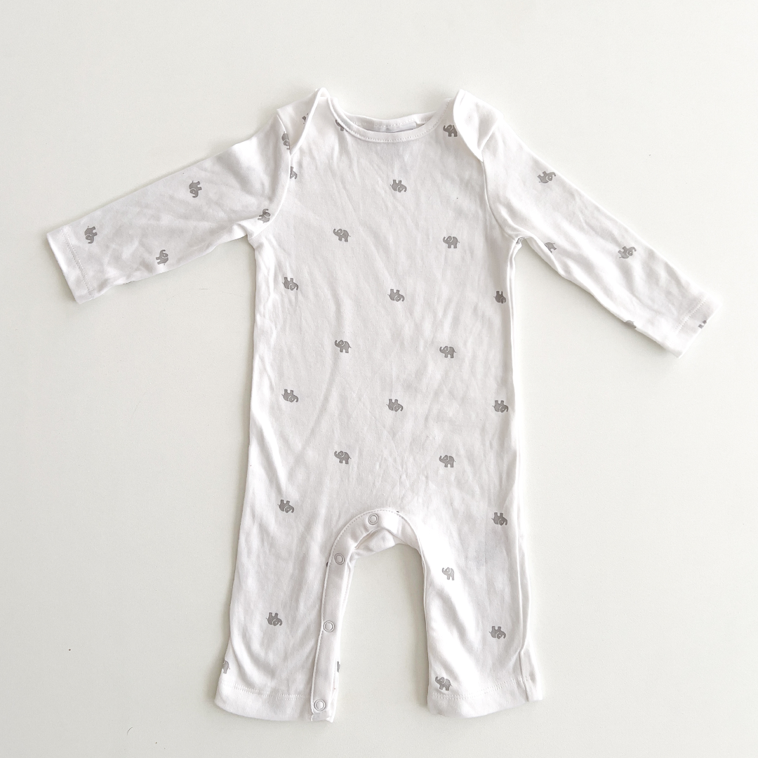 grey Elephant patterned romper