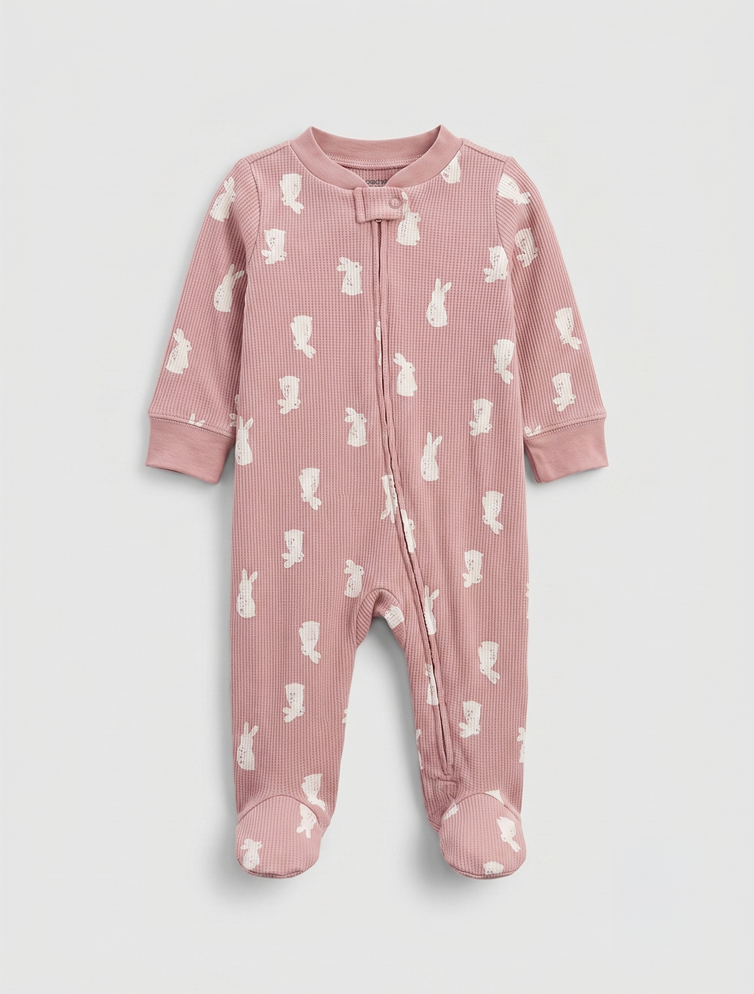 Dusty pink knitted zipper sleepsuit