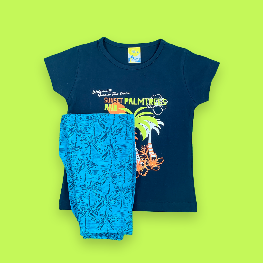 Beach Vibe Dark Blue color Two Piece for Girls | 3-4 Years |